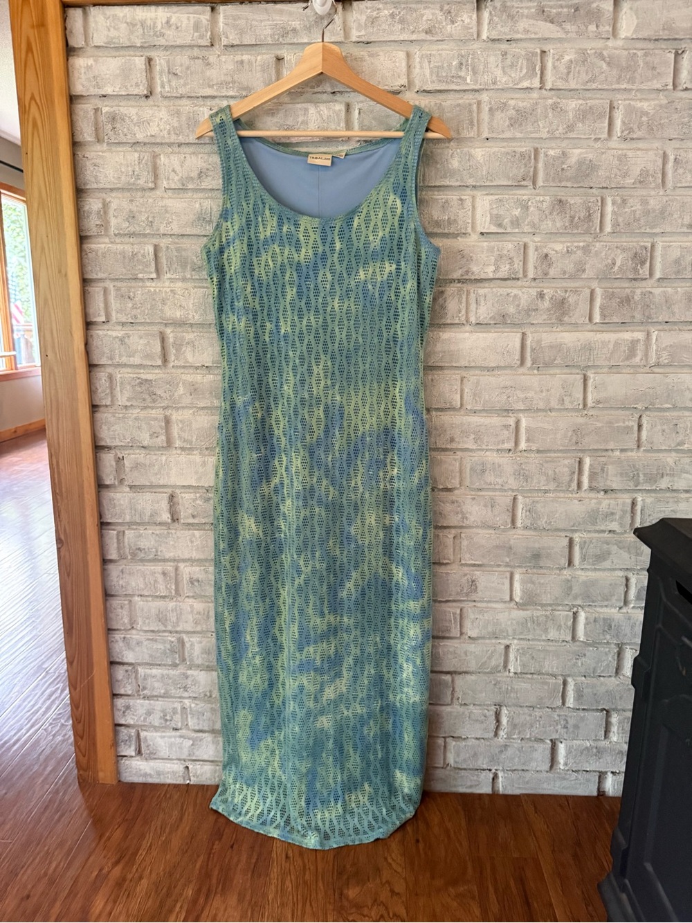 Summer vibe Sleeveless Blue-Green Knit Maxi Dress by